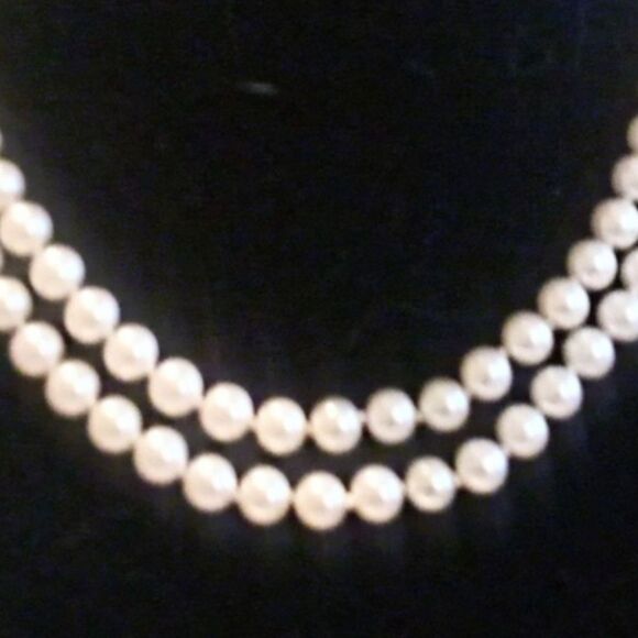 Vintage Double Strand Hand Knotted Glass Pearl Necklace - Picture 4 of 4